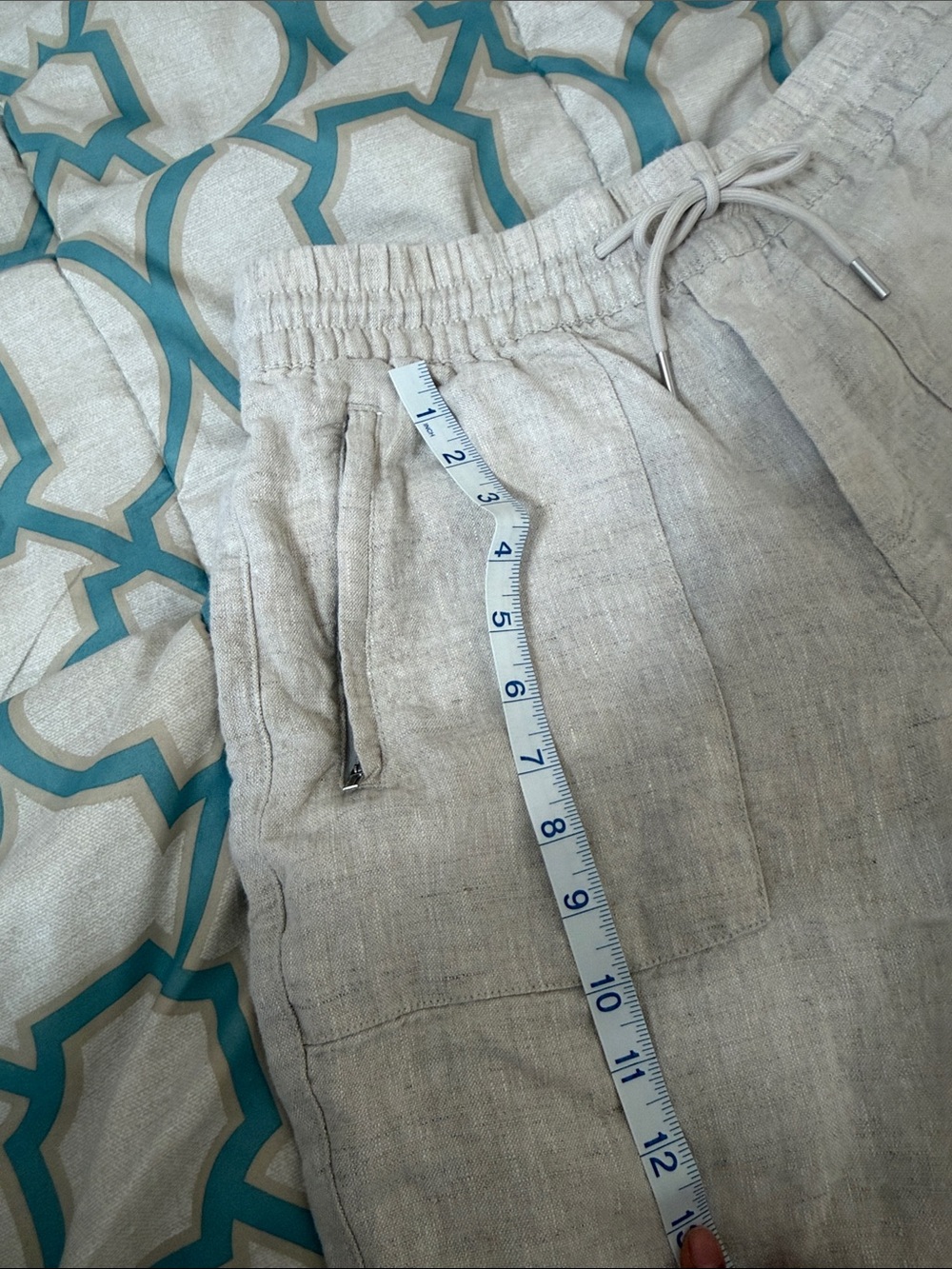Athleta 100% Linen Light Beige lightweight Drawstring Joggers Sz Small - Picture 10 of 12